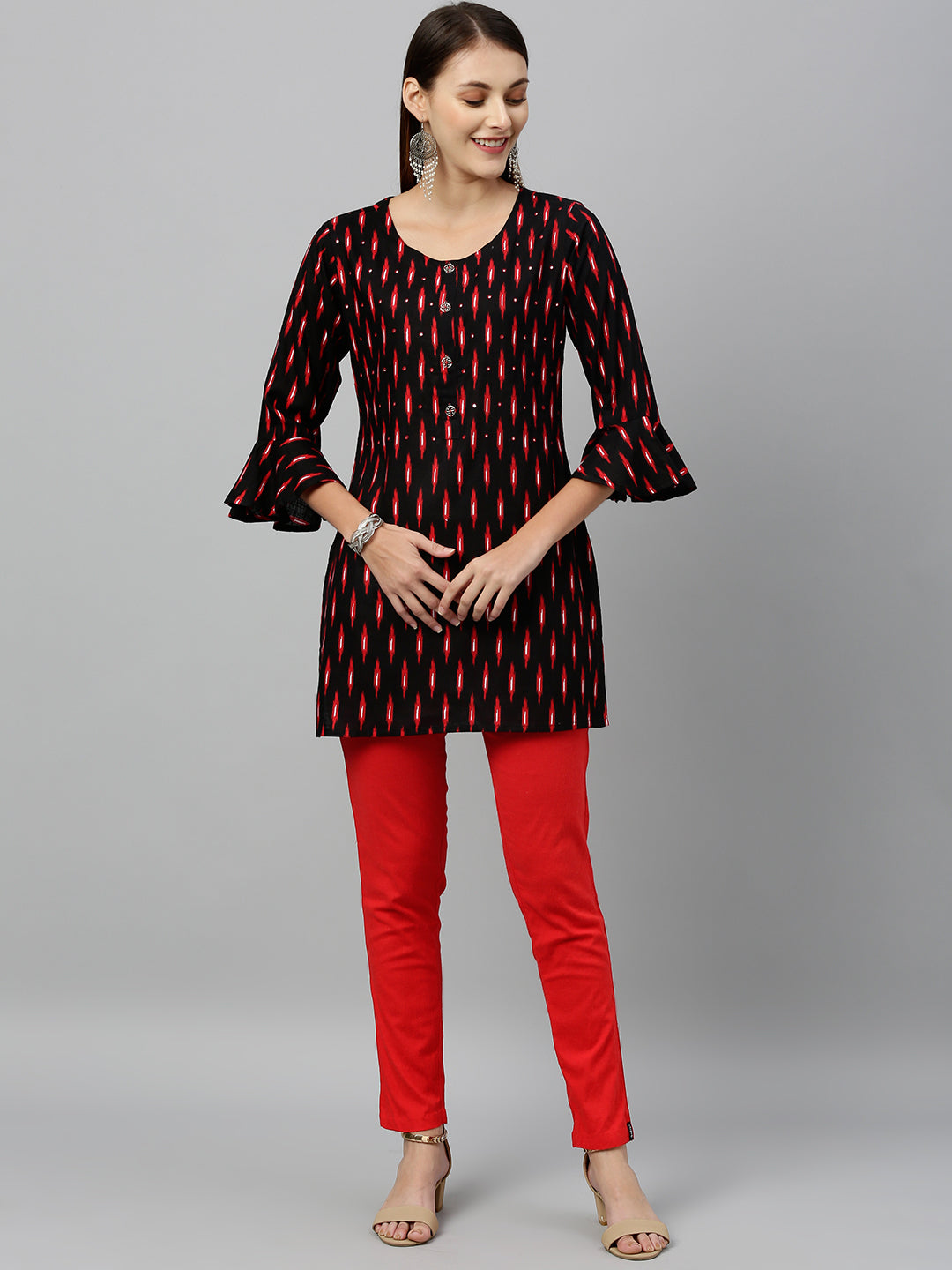 Rayon Ikkat Print Straight Tunic