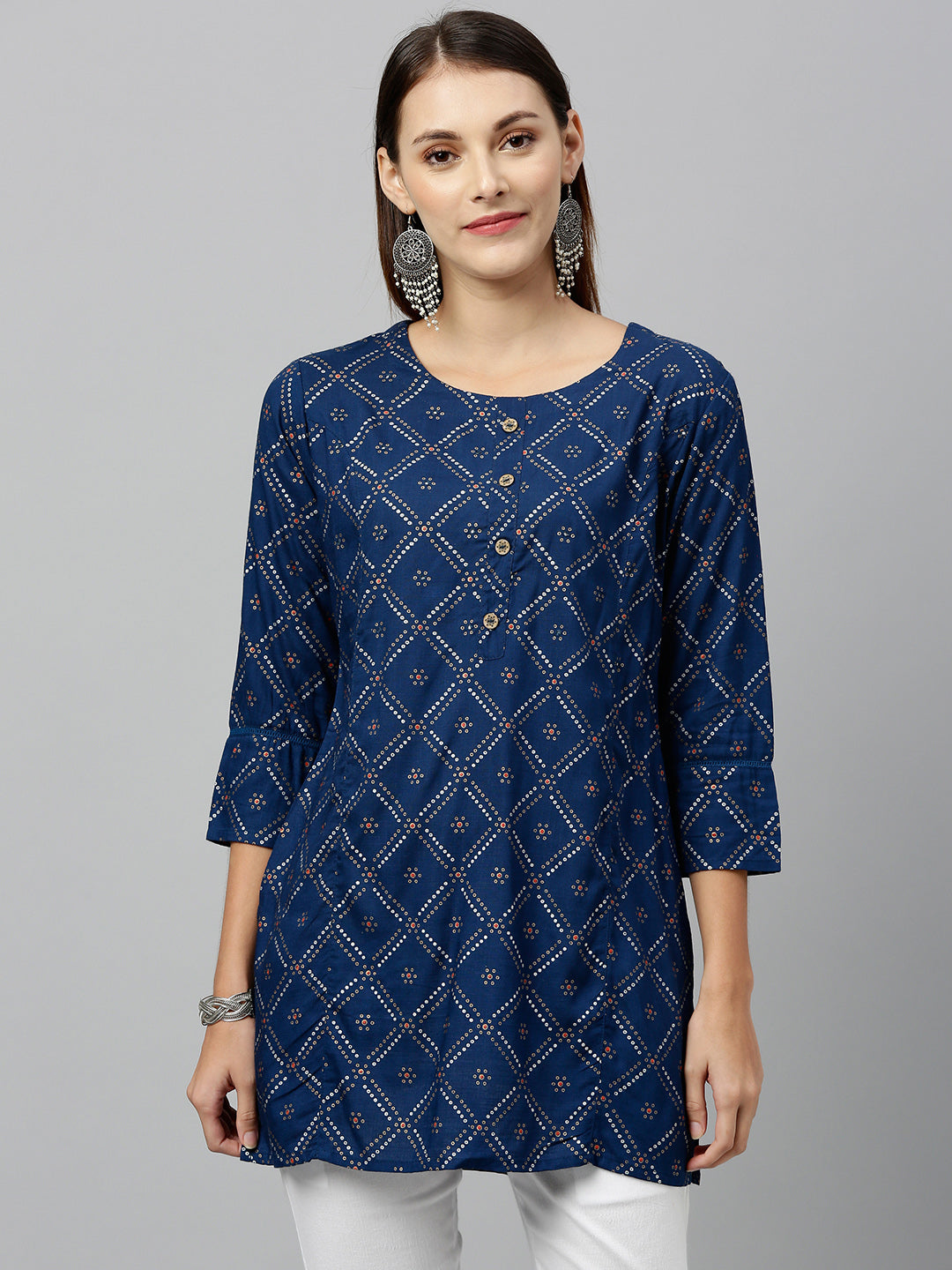 Rayon Gold Print Straight Tunic