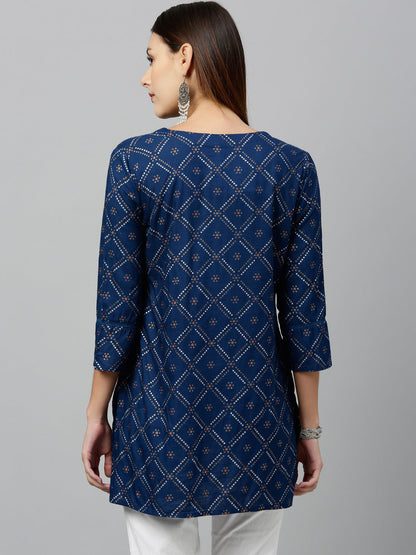 Rayon Gold Print Straight Tunic