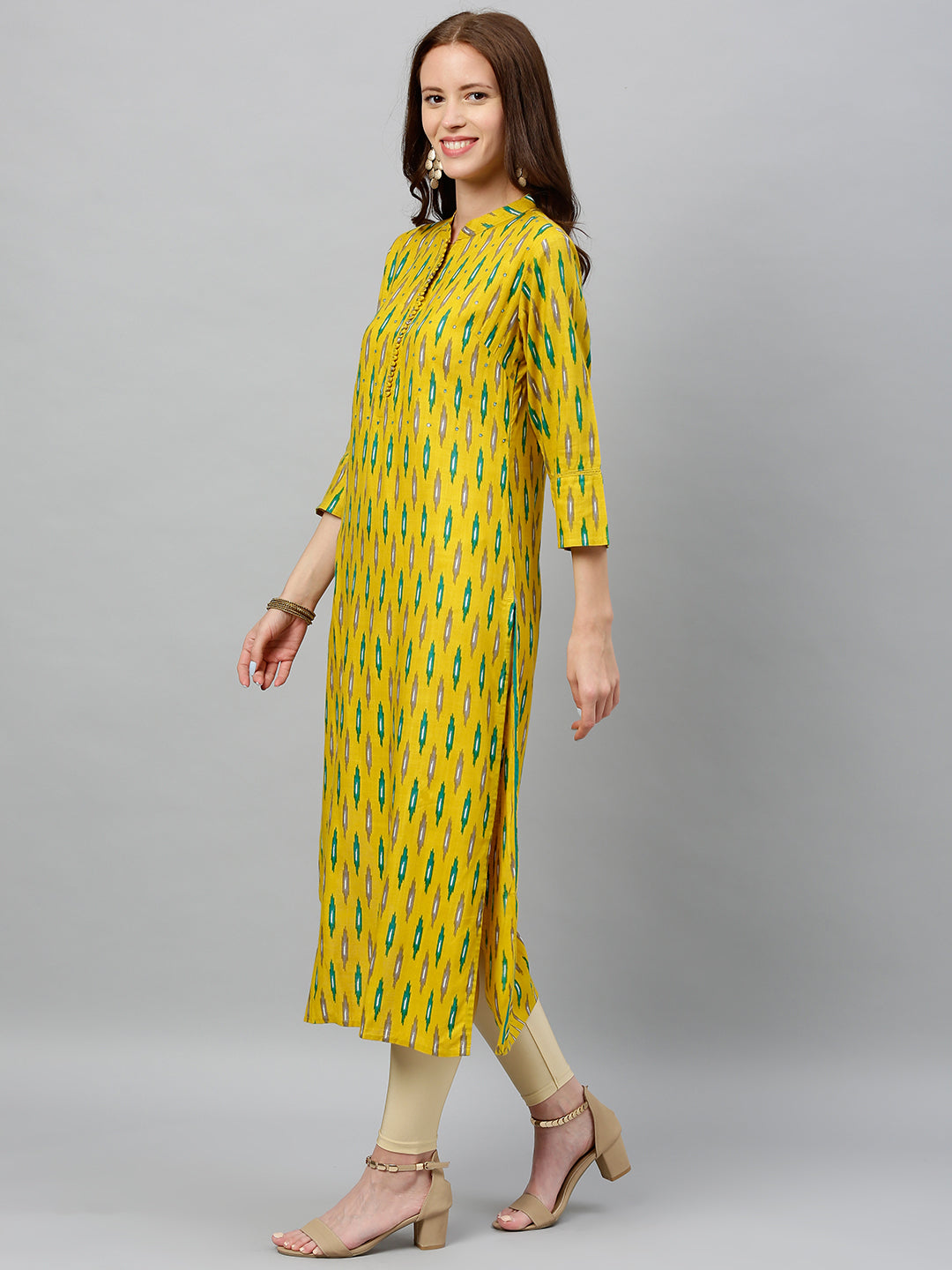 Rayon Ikkat Print Straight Kurta