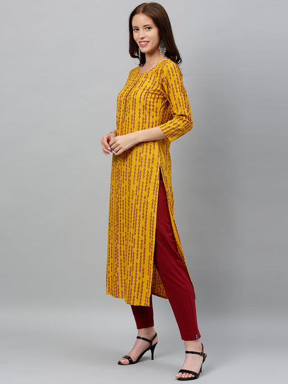 Rayon Printed Straight Kurta