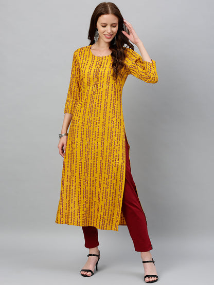 Rayon Printed Straight Kurta