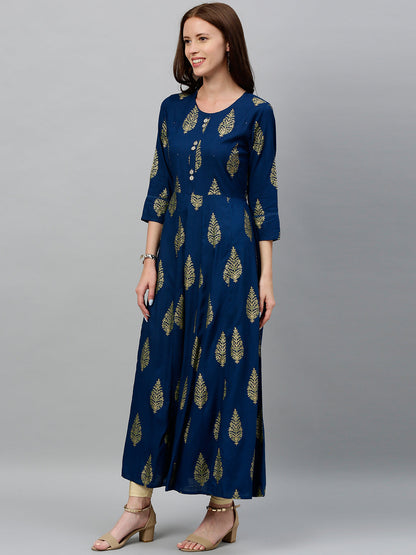 Rayon Buta Print Anarkali Kurta