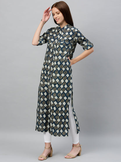 Cotton Printed A-Line Kurta