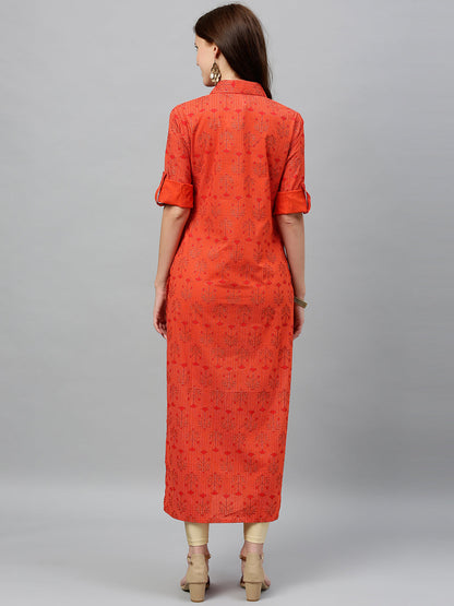 Cotton Printed A-Line Kurta