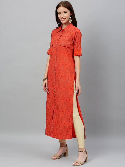 Cotton Printed A-Line Kurta