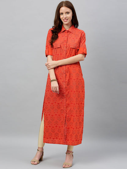 Cotton Printed A-Line Kurta