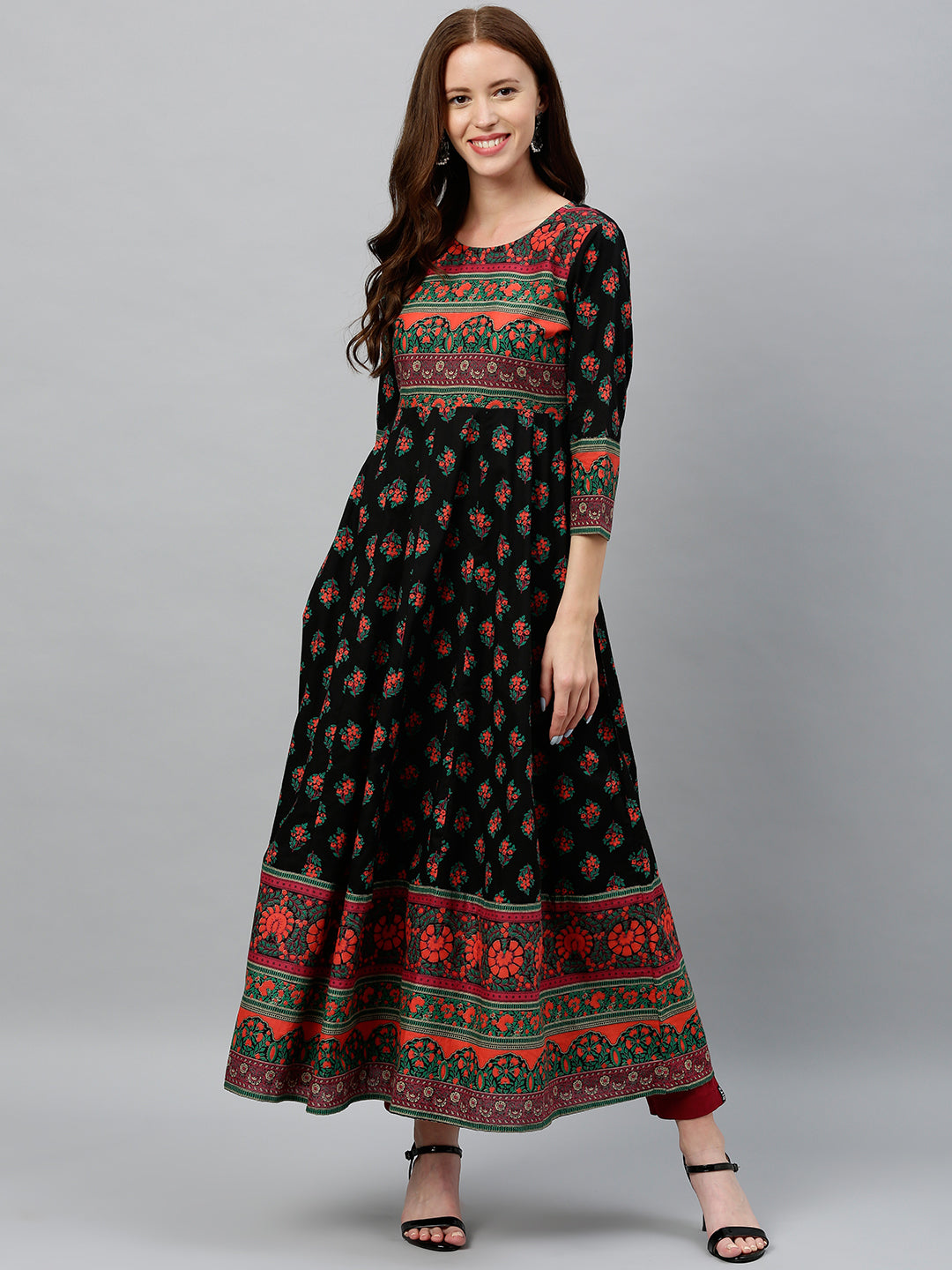 Cotton Floral Print Anarkali Kurta