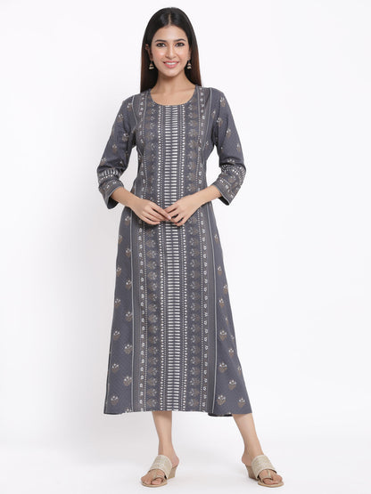 Rayon Printed A-Line Kurta