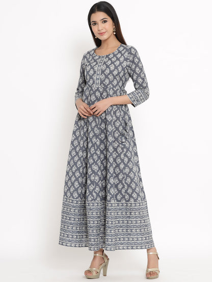 Cotton Block Print Anarkali Kurta