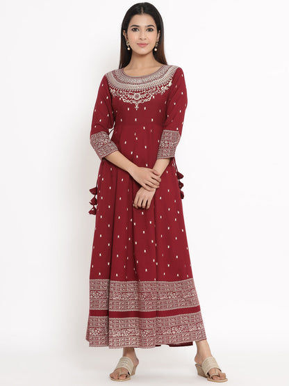 Rayon Floral Print Anarkali Kurta