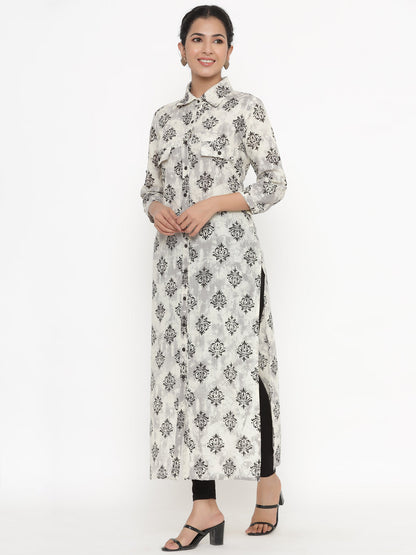 Cotton Printed A-Line Kurta