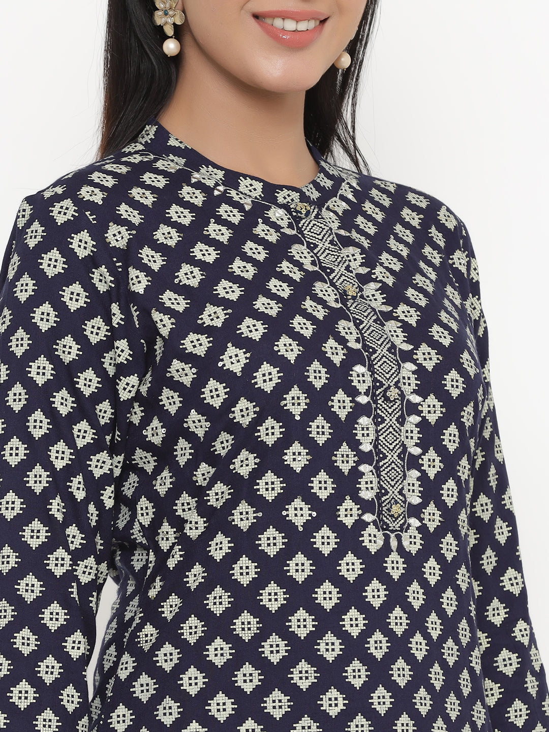 Rayon Block Print Straight Kurta