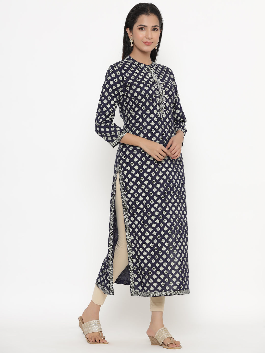 Rayon Block Print Straight Kurta