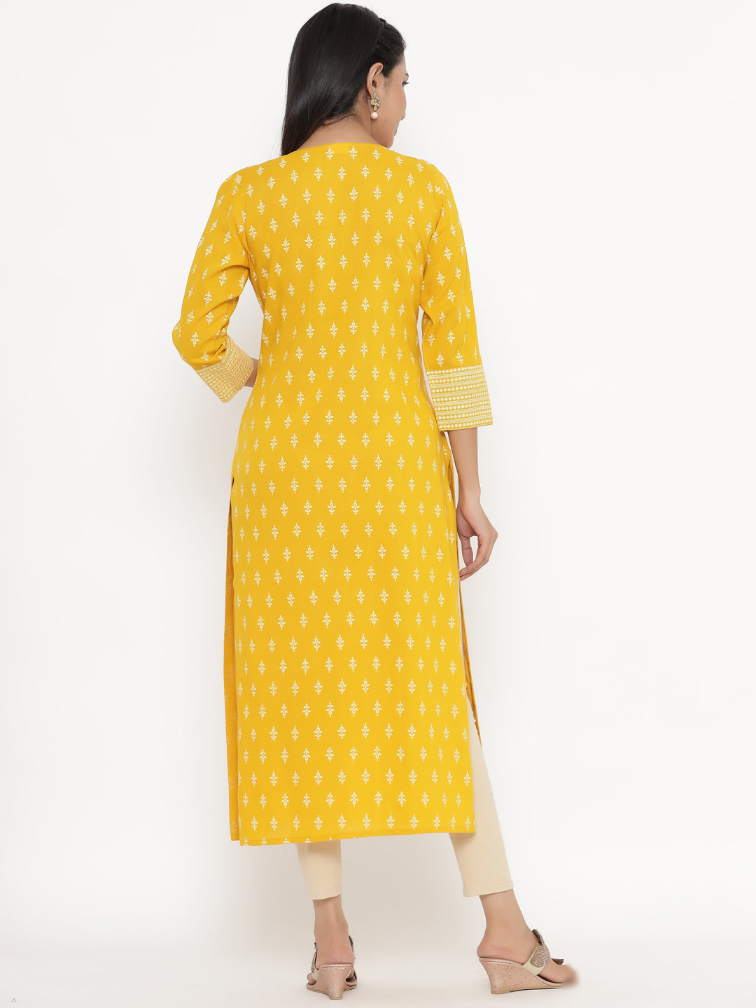 Rayon Block Print Straight Kurta