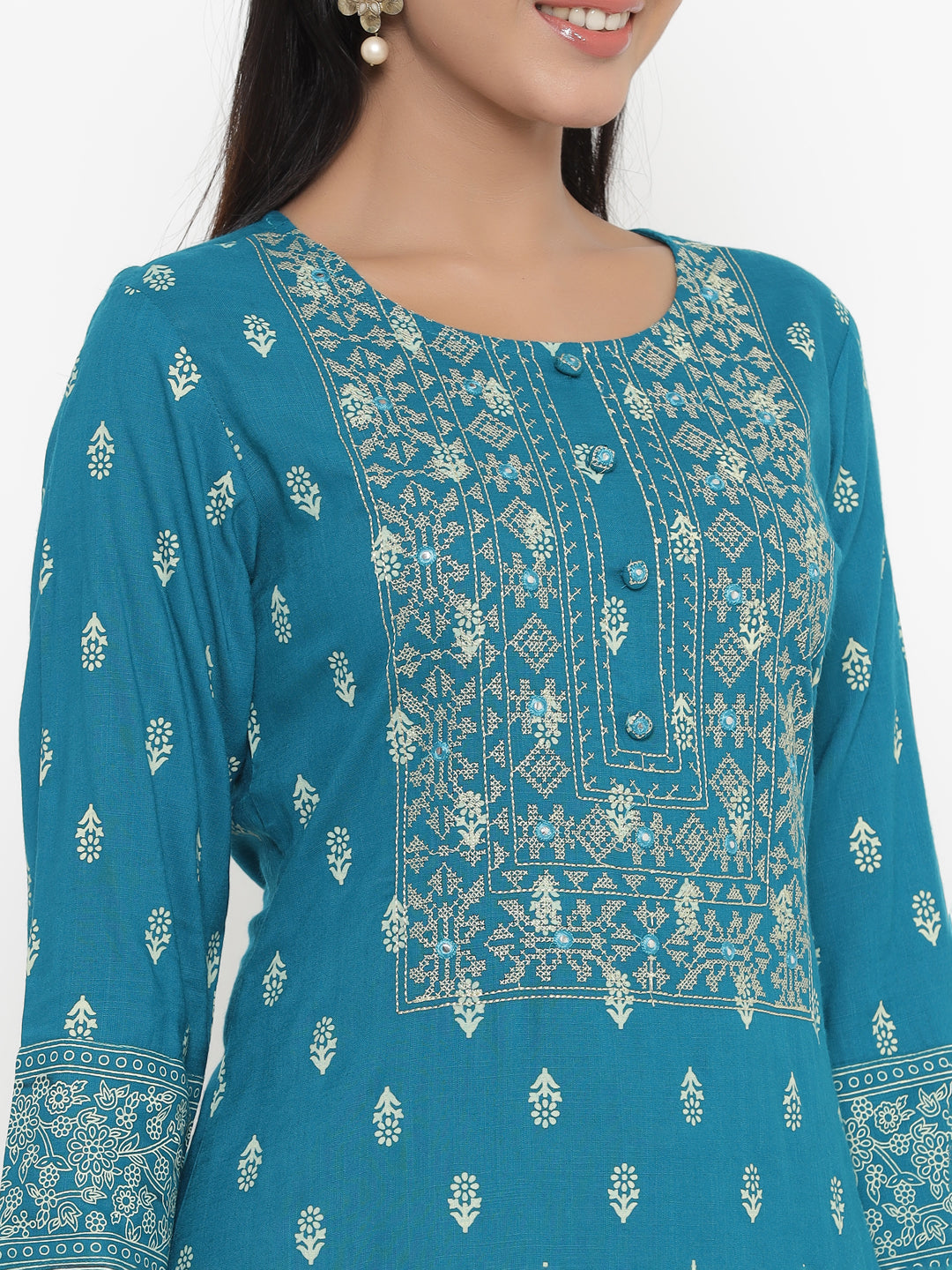 Rayon Block Print Straight Kurta