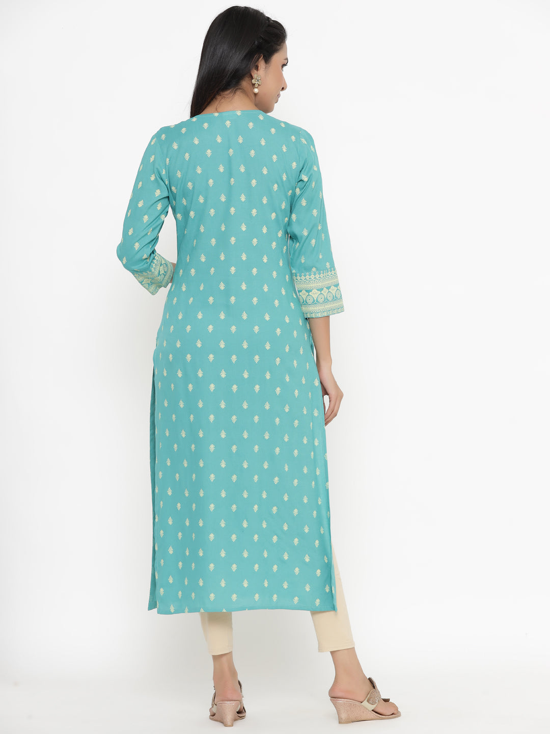 Rayon Block Print Straight Kurta