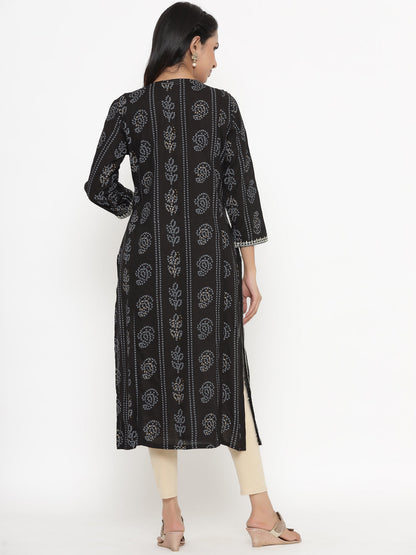 Rayon Bandhni Print Straight Kurta