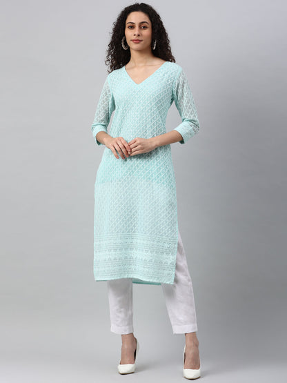 Rayon Embroidery Straight Kurta