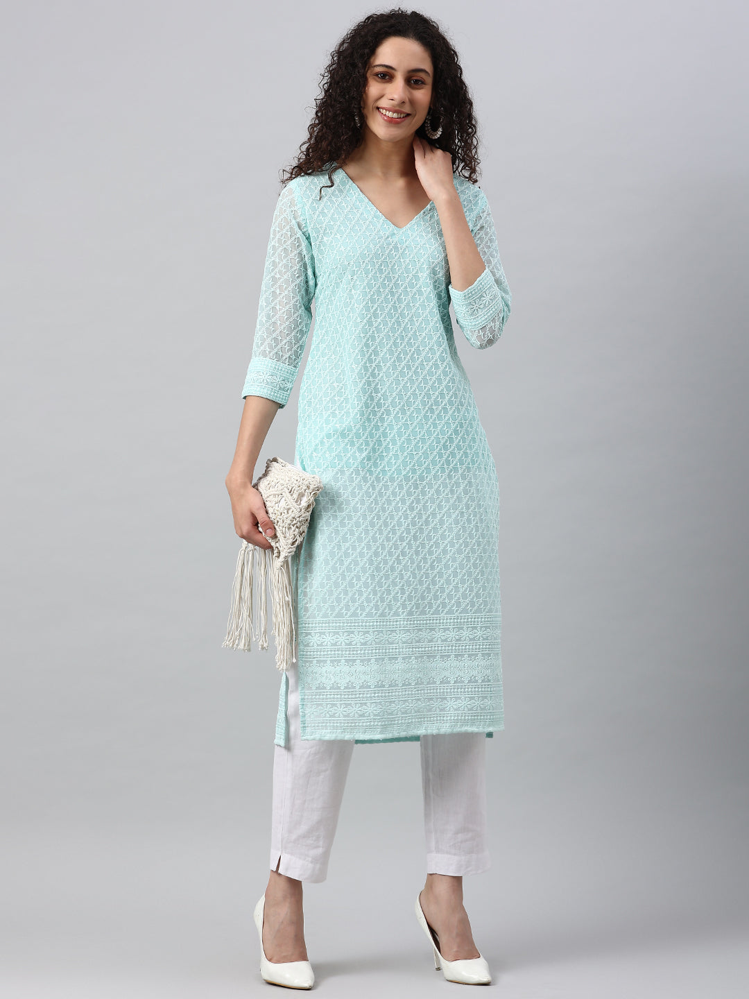 Rayon Embroidery Straight Kurta