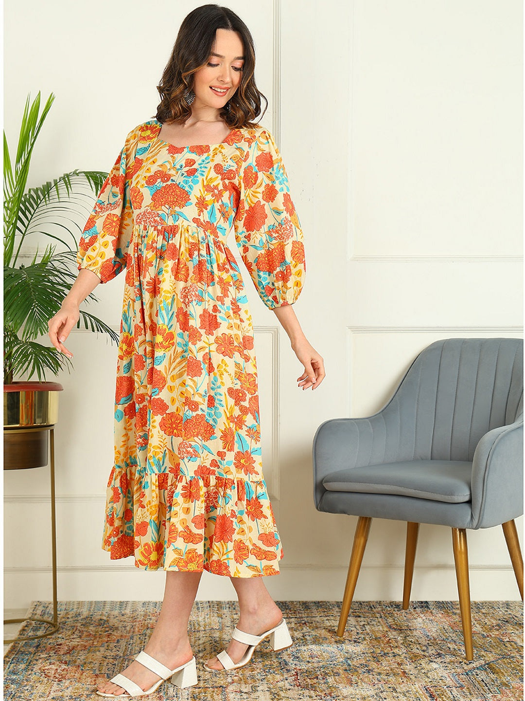 Flared Printed Pure Cotton Dress