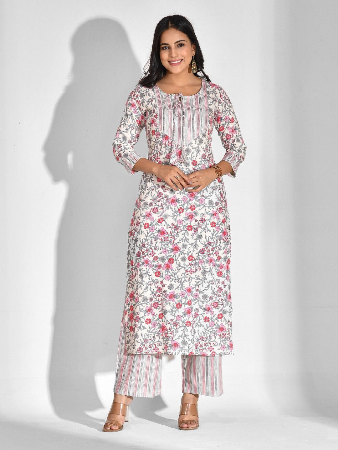 Viscose Rayon Floral Tie-up Kurta Set