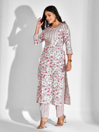 Viscose Rayon Floral Tie-up Kurta Set