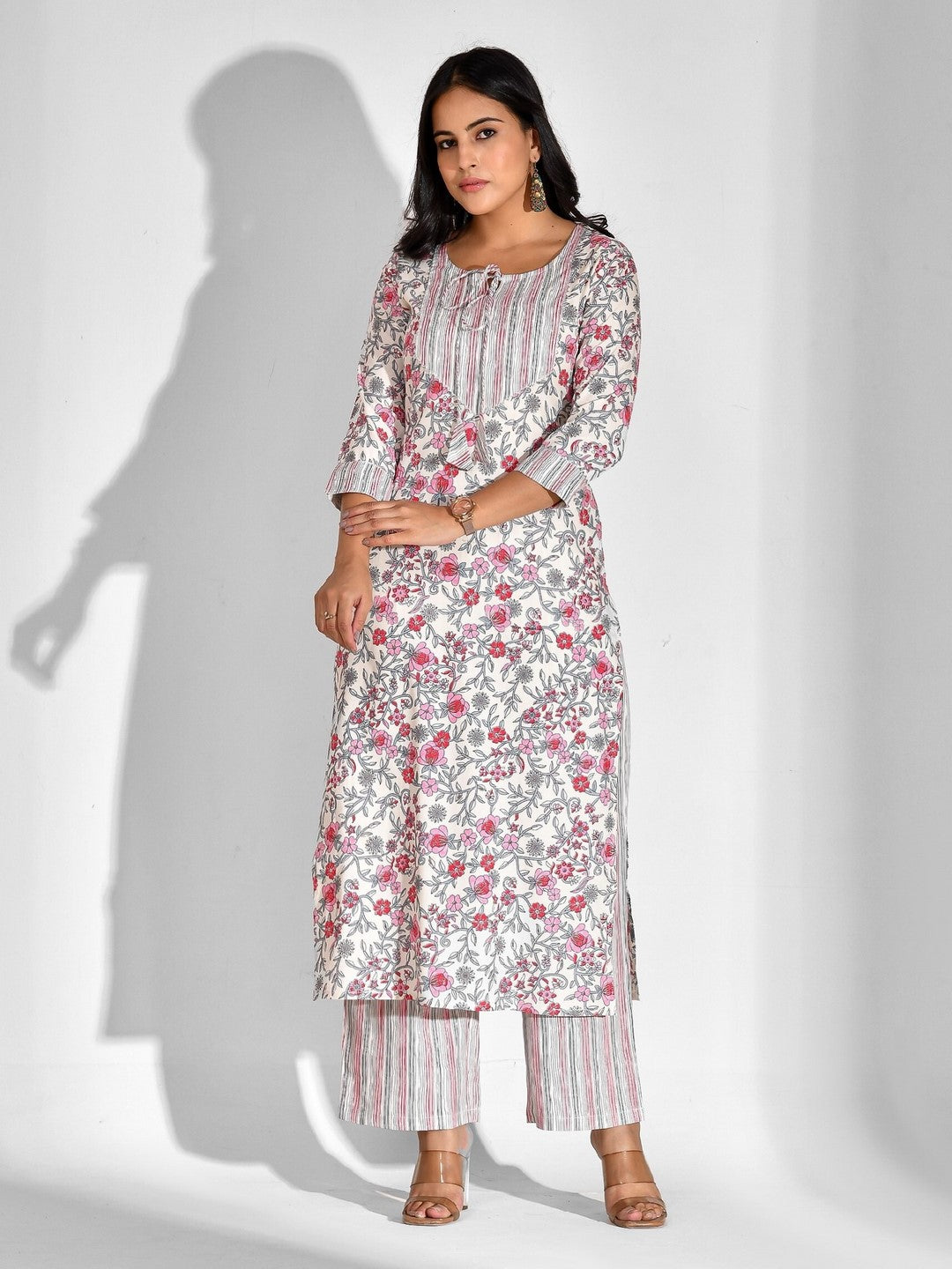 Viscose Rayon Floral Tie-up Kurta Set