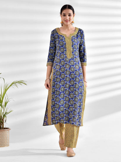 Viscose Rayon Abstract Round Neck Kurta Set