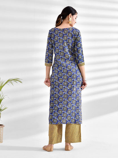 Viscose Rayon Abstract Round Neck Kurta Set