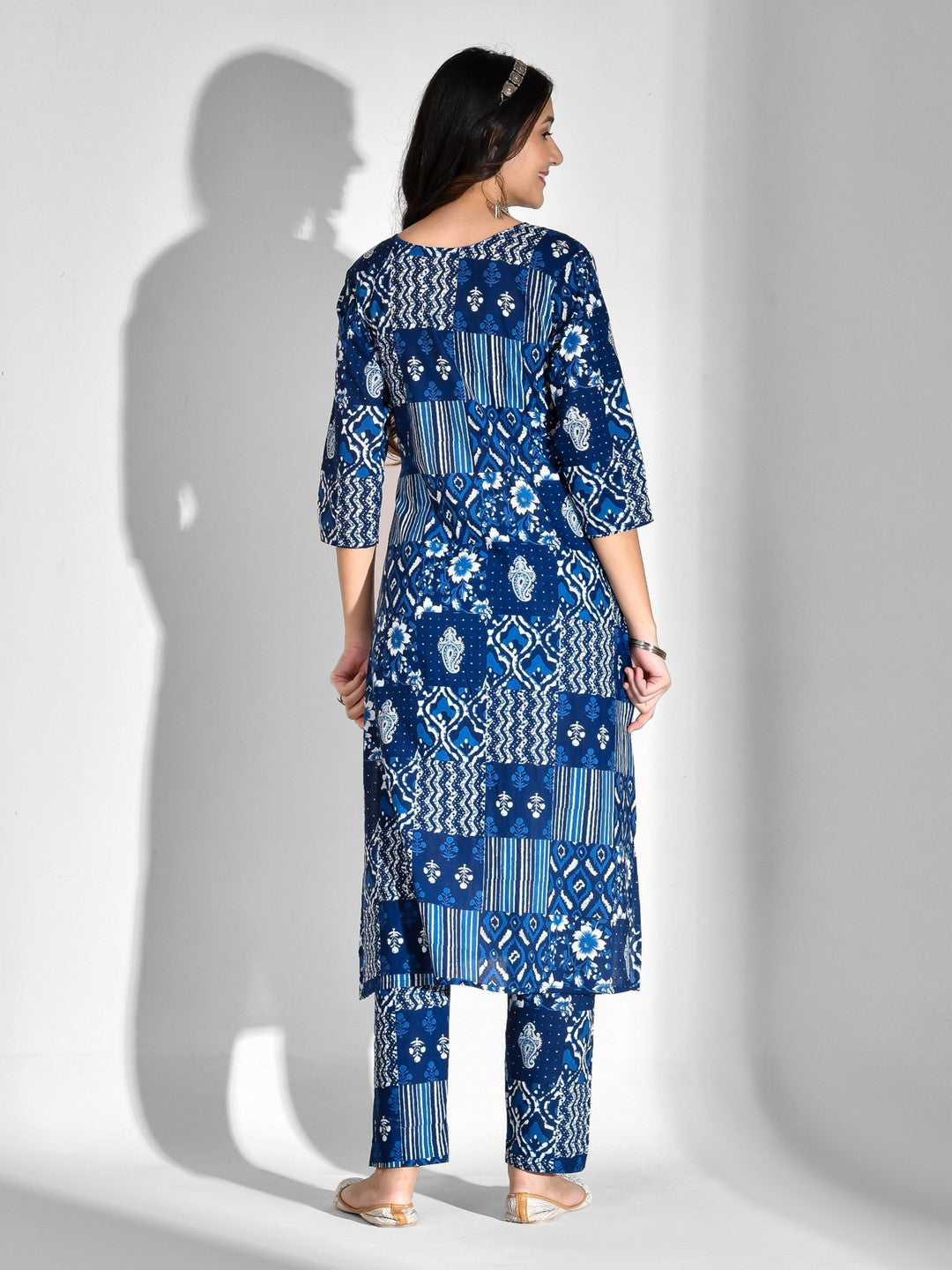 Printed Pure Cotton 3/4 Sleeve Kurta And Trouser Set With Dupatta