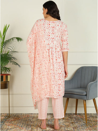 Printed Viscose Rayon 3/4 Sleeve Kurta And Palazzo Set With Dupatta