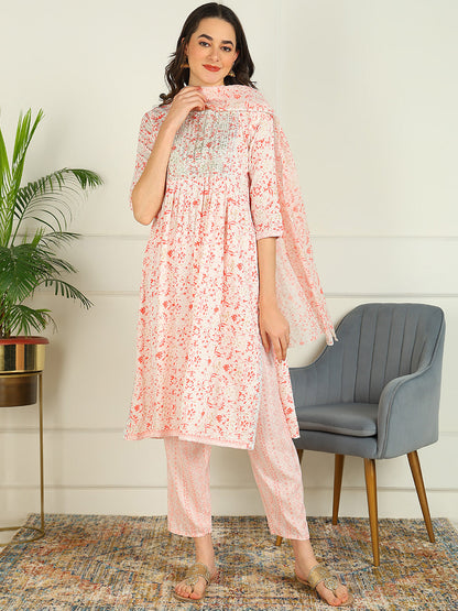 Printed Viscose Rayon 3/4 Sleeve Kurta And Palazzo Set With Dupatta