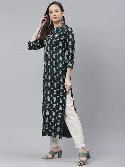 A-line Printed Viscose Rayon Kurta