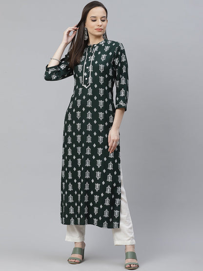 A-line Printed Viscose Rayon Kurta