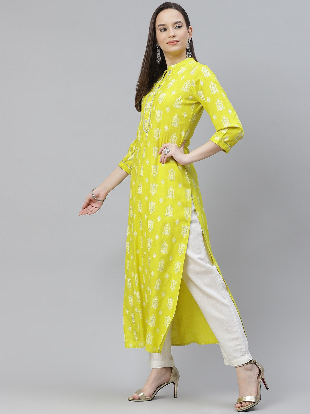 A-line Printed Viscose Rayon Kurta