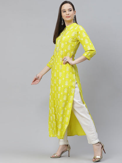 A-line Printed Viscose Rayon Kurta