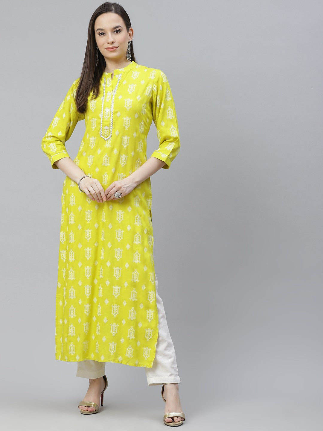 A-line Printed Viscose Rayon Kurta