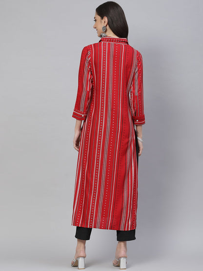 Straight Striped Viscose Rayon Kurta