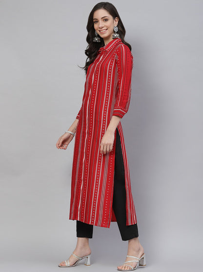 Straight Striped Viscose Rayon Kurta