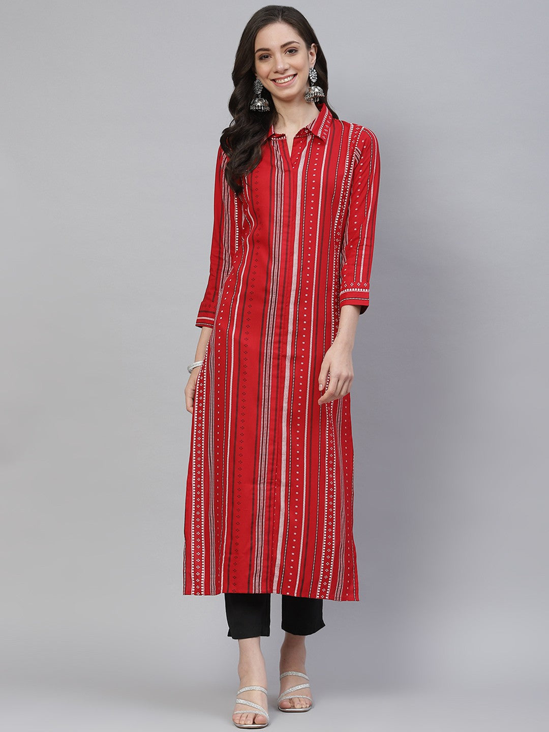 Straight Striped Viscose Rayon Kurta