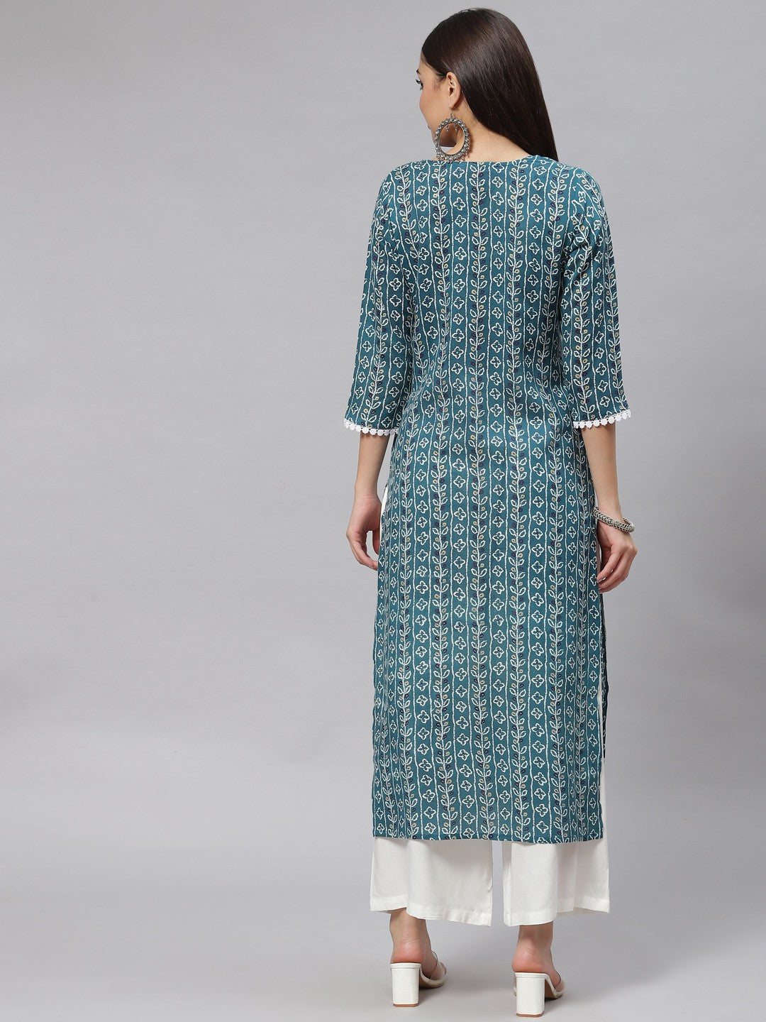 Straight Floral Print Viscose Rayon Kurta