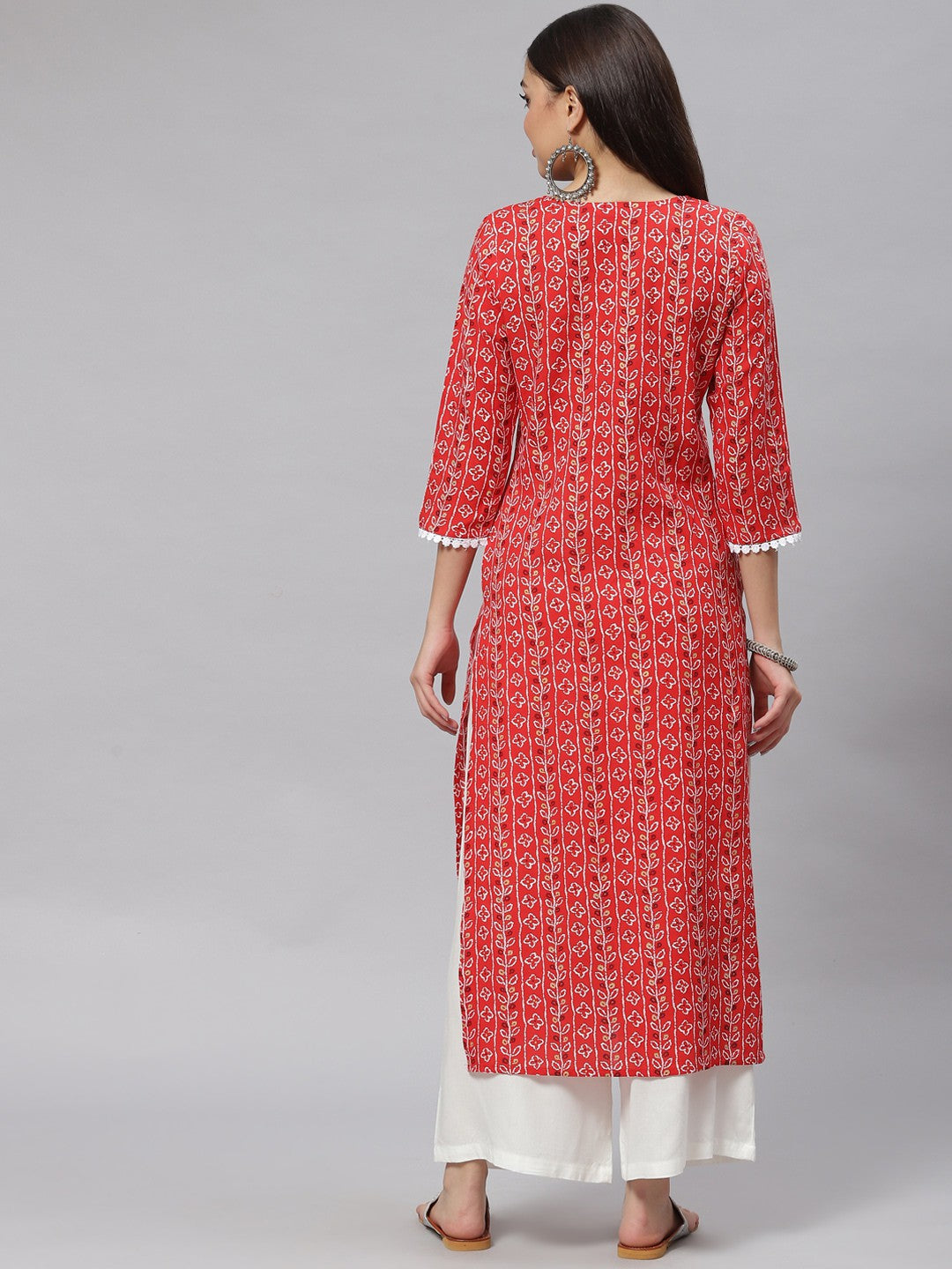 Straight Floral Print Viscose Rayon Kurta