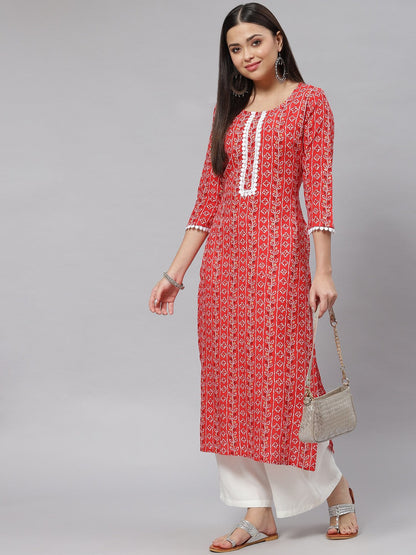 Straight Floral Print Viscose Rayon Kurta