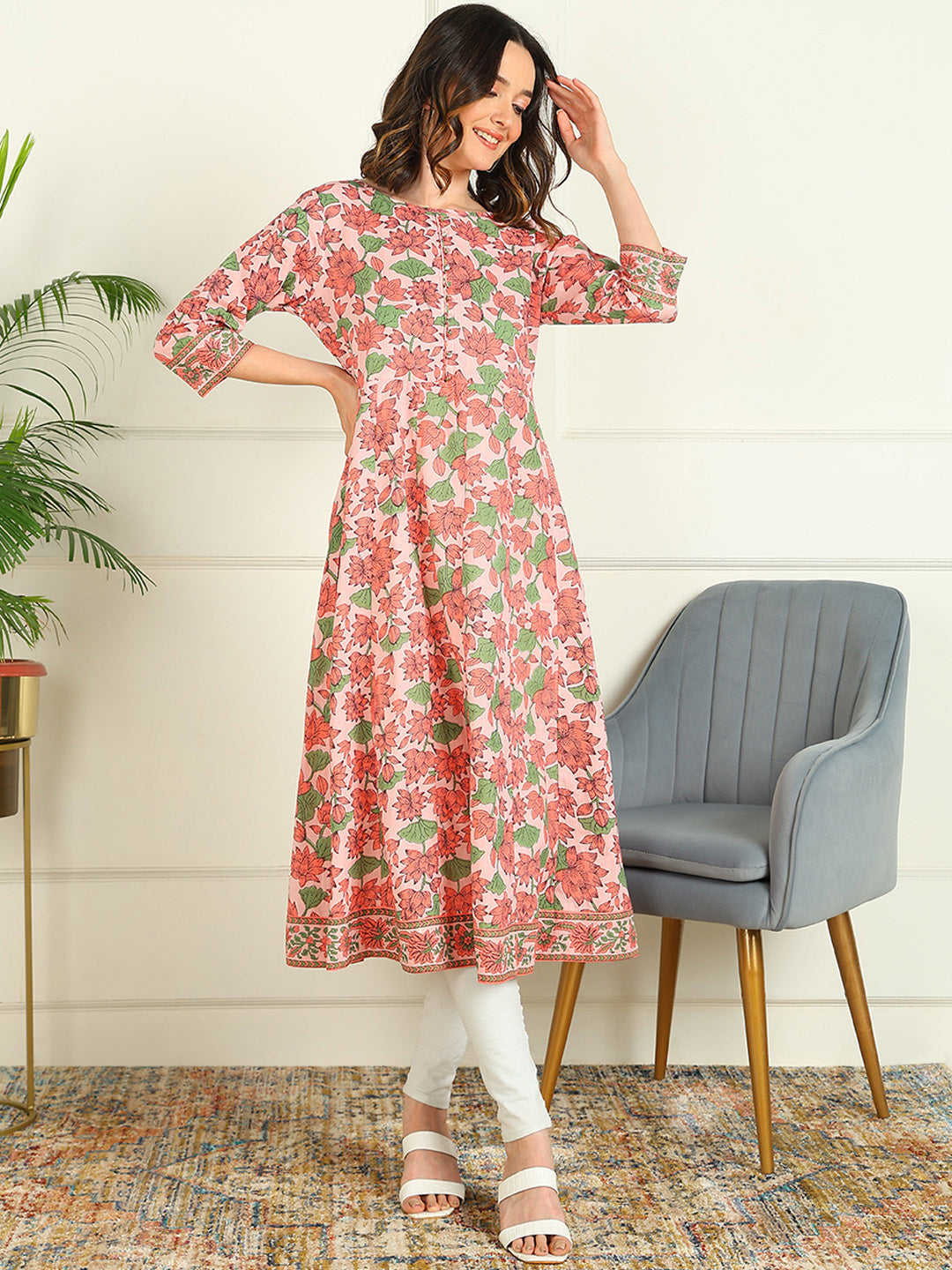 Anarkali Printed Pure Cotton Kurta