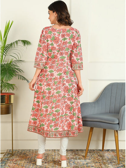 Anarkali Printed Pure Cotton Kurta