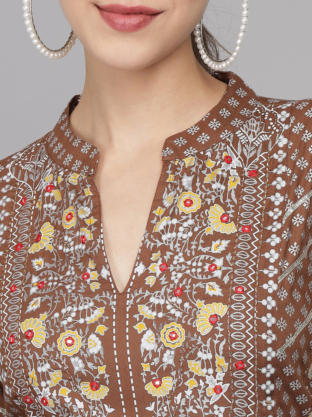 Embroidered Long A-line Viscose Kurta Set With Dupatta