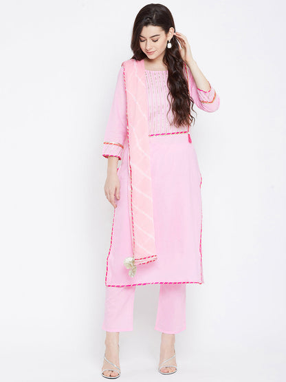 Printed Long Straight Rayon Kurta Set With Dupatta