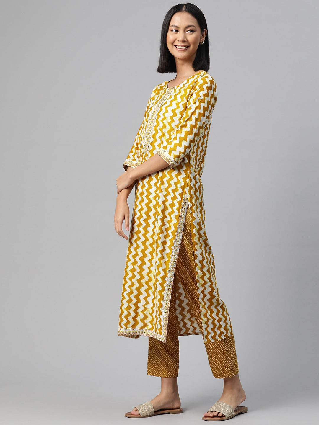 Straight Style Rayon Fabric Mustard Color Kurta And Bottom With Dupatta