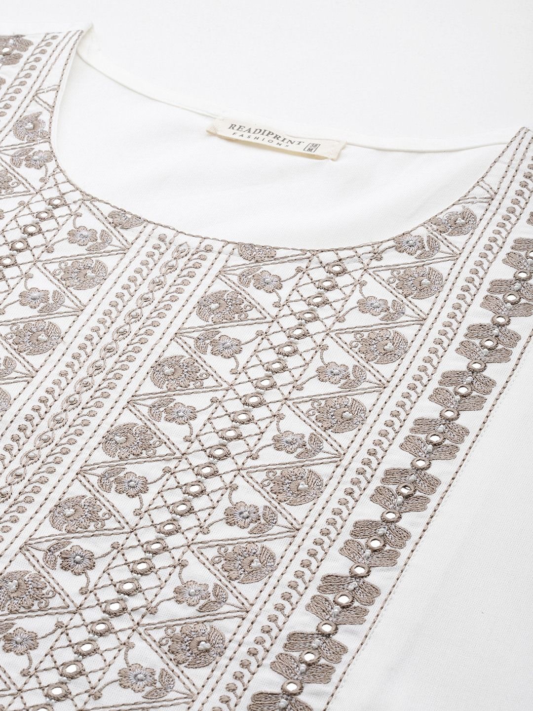 Naira Style Rayon Fabric White Color Kurti